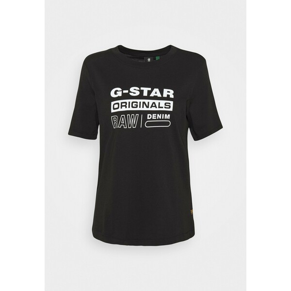 G-Star ORIGINALS LABEL REGULAR R T T-shirt z nadrukiem dk black GS121D0UE