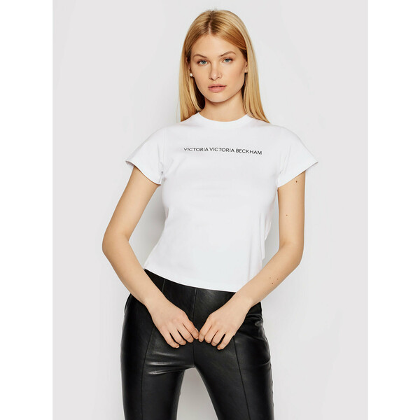 Victoria Victoria Beckham T-Shirt Logo 2121JTS002433A Biały Slim Fit