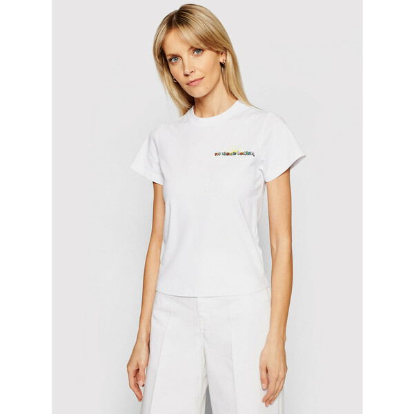 Victoria Victoria Beckham T-Shirt Organic Single 2221JTS002507A Biały Regular Fit