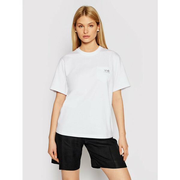 Victoria Victoria Beckham T-Shirt Pocket Logo 2221JTS002554A Biały Regular Fit