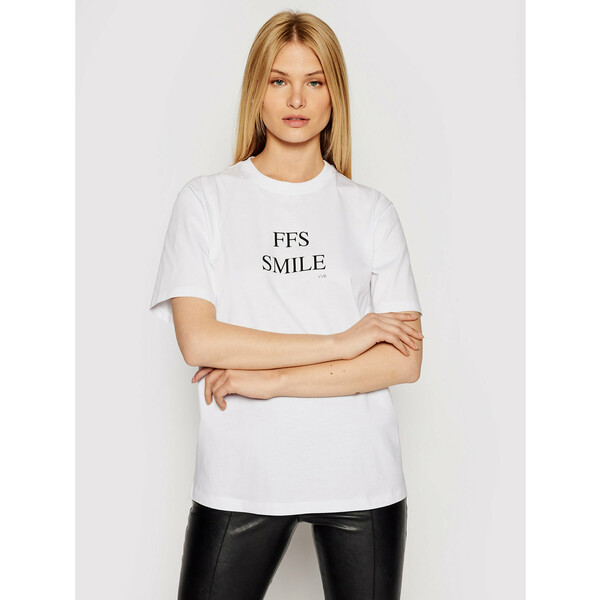 Victoria Victoria Beckham T-Shirt Ffs Smile 2221JTS002512A Biały Regular Fit