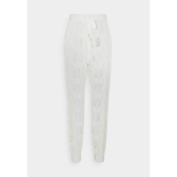 TWINSET PANTALONE IN MAGLIA TRAFORATA Spodnie materiałowe off white TW321A01K