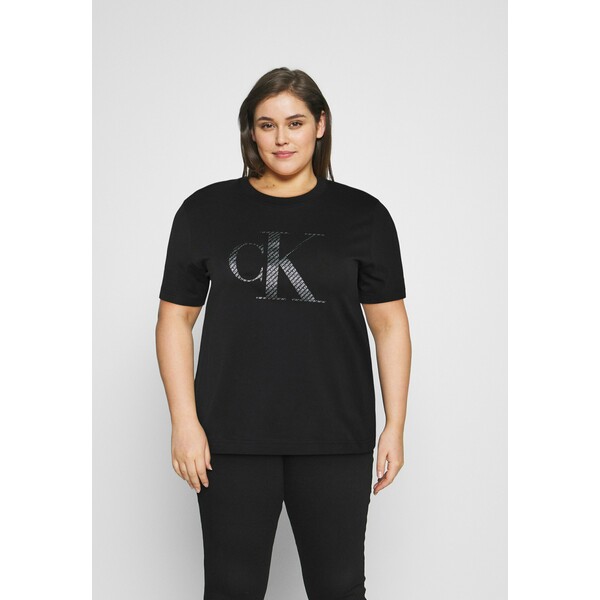 Calvin Klein Jeans Plus T-shirt z nadrukiem black/logo C2Q21D00V