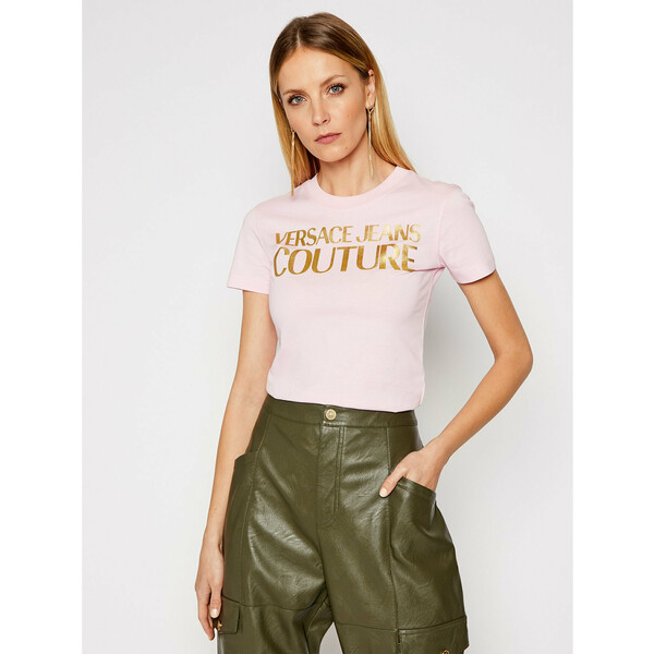 Versace Jeans Couture T-Shirt B2HWA7TB Różowy Slim Fit