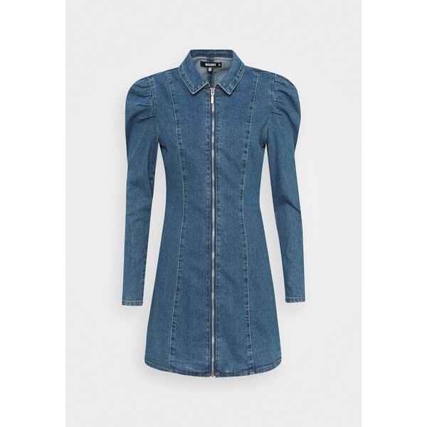 Missguided ZIP PUFF SLEEVE DENIM DRESS Sukienka jeansowa blue M0Q21C1T6
