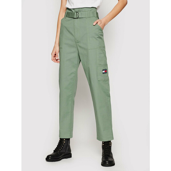 Tommy Jeans Spodnie materiałowe Tjw Paperbag Cargo DW0DW09741 Zielony Regular Fit