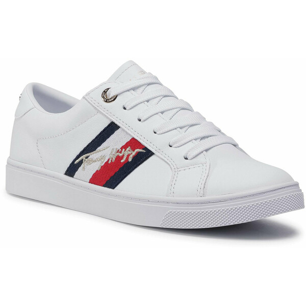 Tommy Hilfiger Sneakersy Signature Cupsole Sneaker FW0FW05224 Biały