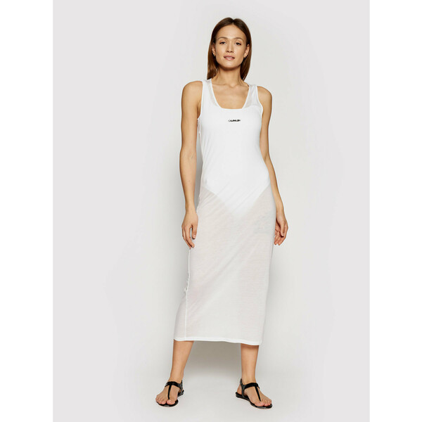 Calvin Klein Swimwear Sukienka plażowa KW0KW01355 Biały Regular Fit