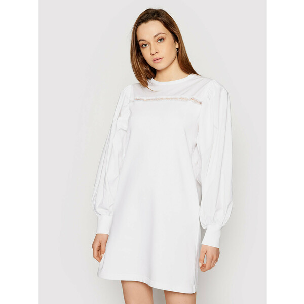 KARL LAGERFELD Sukienka codzienna Fabric Mix Sweat 211W1360 Biały Regular Fit