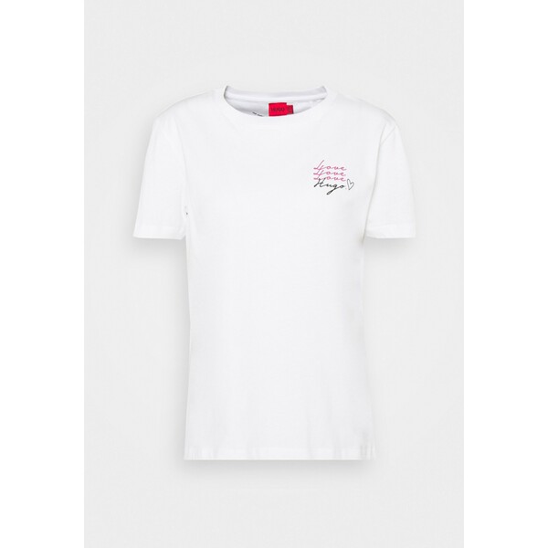 HUGO THE REGULAR TEE T-shirt z nadrukiem white HU721D07A