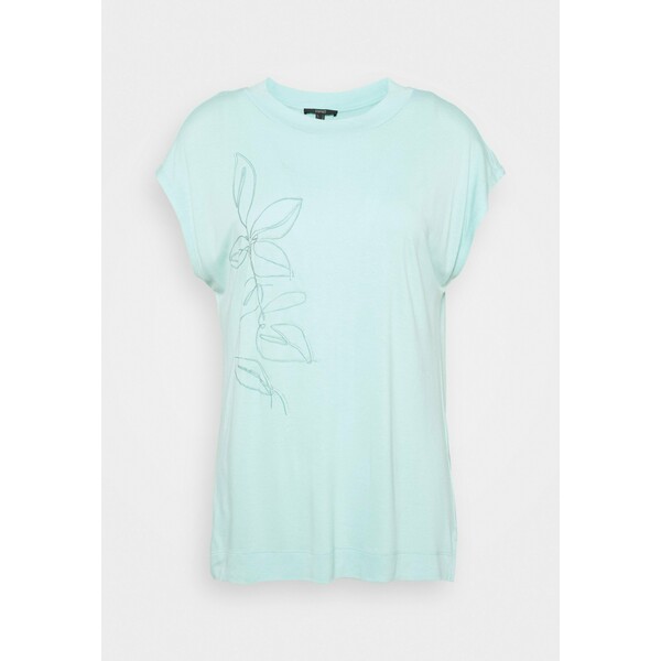 Esprit Collection FLOWER LEAF TEE T-shirt z nadrukiem light turquoise ES421D0MW