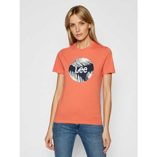 Lee T-Shirt Circle L40TEHNI Pomarańczowy Slim Fit