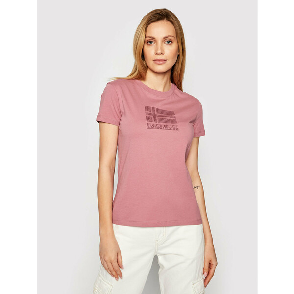 Napapijri T-Shirt Seoll NP0A4FAI Różowy Regular Fit