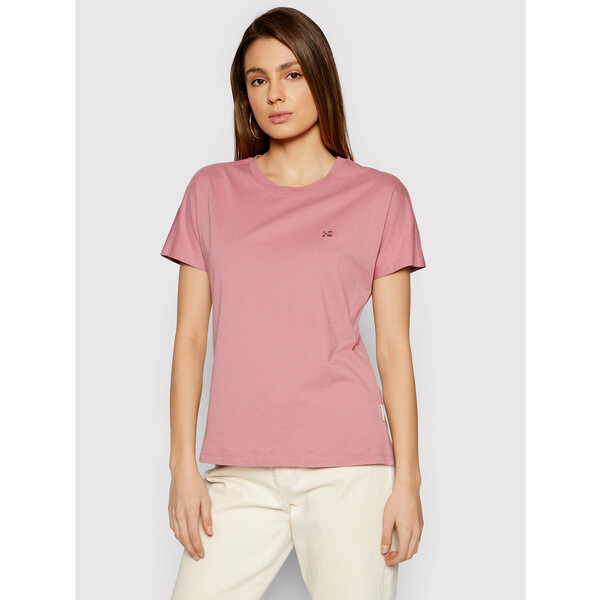 Napapijri T-Shirt Salis NP0A4FAC Różowy Regular Fit