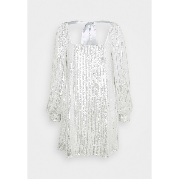 Missguided Petite BALLOON SLEEVE TIE BACK DRESS Sukienka koktajlowa silver M0V21C0EJ