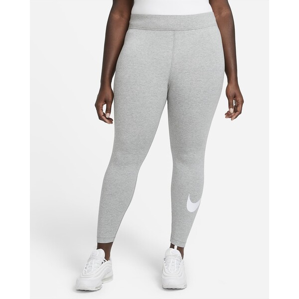 Damskie legginsy ze średnim stanem i logo Swoosh (duże rozmiary) Nike Sportswear Essential