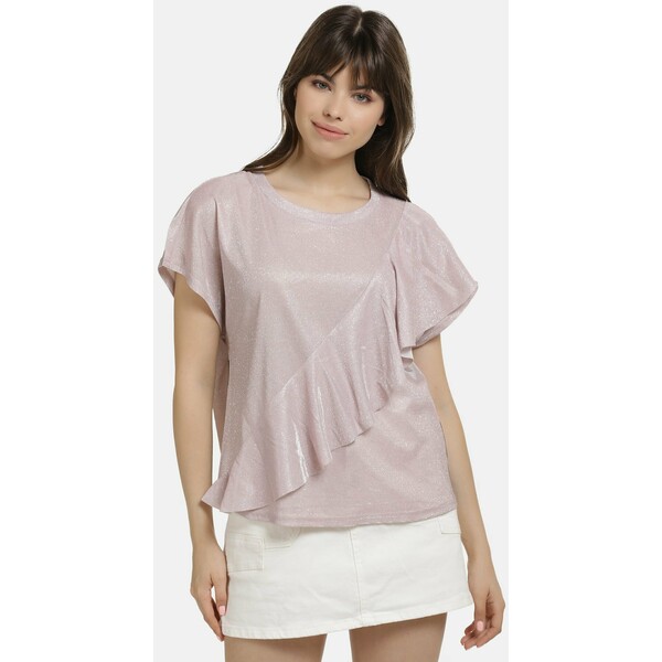 myMo T-shirt z nadrukiem rosa glitzer 1MY21E069