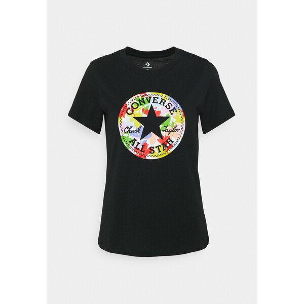 Converse FLOWER PATCH GRAPHIC TEE T-shirt z nadrukiem black CO421D09E