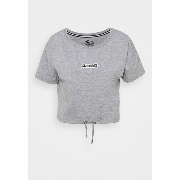 Smilodox CROPPED FANCY T-shirt basic grau/weiß SMD41D008