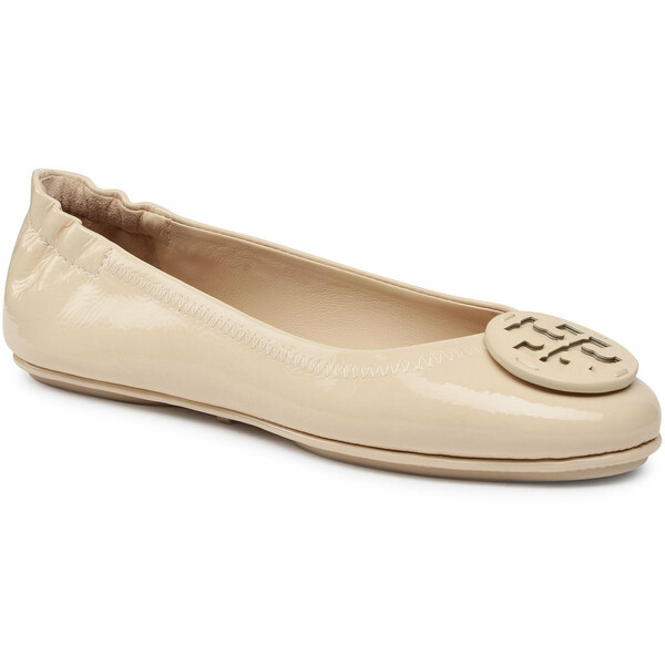 Tory Burch Baleriny Minnie Travel Ballet With Leather Logo 75472 Beżowy
