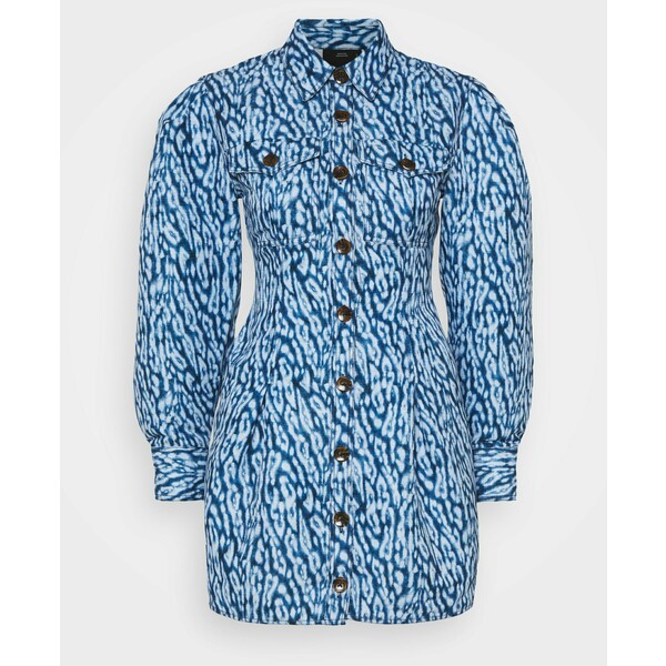 CMEO COLLECTIVE GOOD LOVE DRESS Sukienka koszulowa indigo leopard CQ421C02N