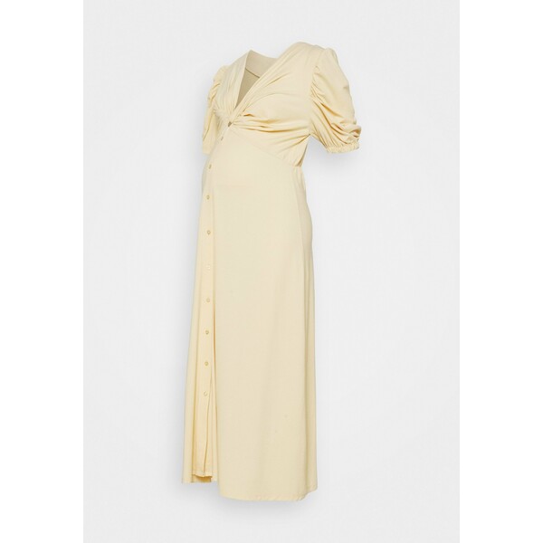 Glamorous Bloom TWIST FRONT MIDI DRESS WITH SHORT SLEEVES AND LOW V-NECK Sukienka z dżerseju soft yellow GLI29F03X