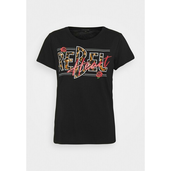 Colourful Rebel REBEL HEART CLASSIC TEE T-shirt z nadrukiem black C5J21D00C