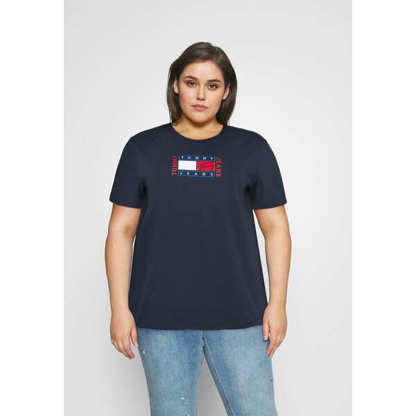 Tommy Jeans Curve TIMELESS FLAG TEE T-shirt z nadrukiem twilight navy T1O21D002
