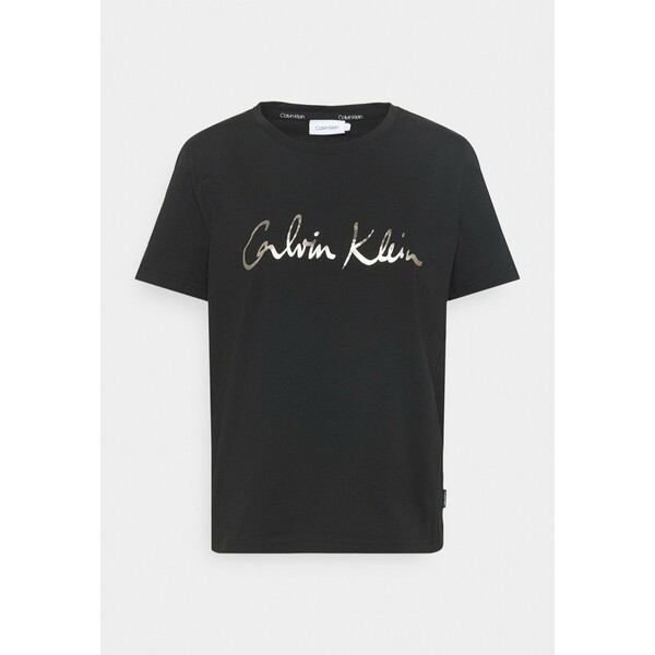 Calvin Klein REGULAR SIGNATURE TEE T-shirt z nadrukiem black 6CA21D02X