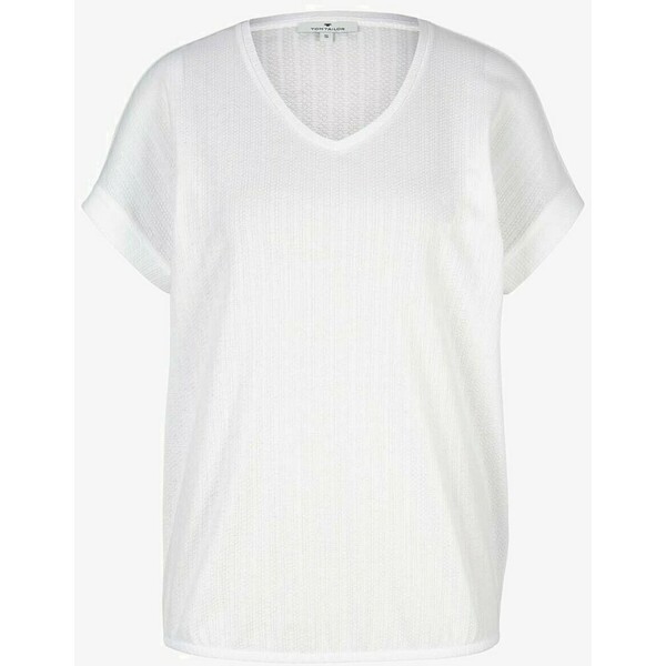 TOM TAILOR STRUKTURIERTES T-shirt z nadrukiem whisper white TO221D17N