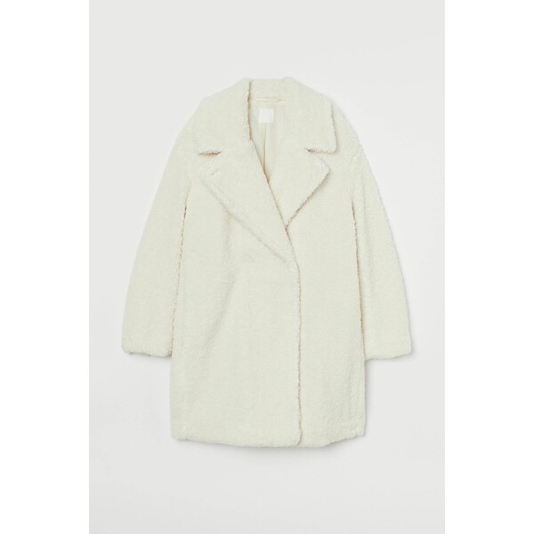 H&M Pluszowy płaszcz 0877845003 Biały