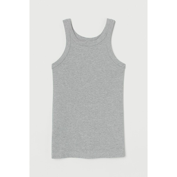 H&M Koszulka w prążki - Okrągły dekolt - Bez rękawów - -ONA 0882925070 Jasnoszary melanż