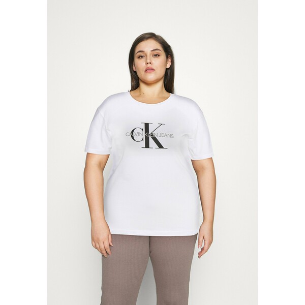 Calvin Klein Jeans Plus MONOGRAM LOGO REG FIT TEE T-shirt z nadrukiem bright white C2Q21D00G