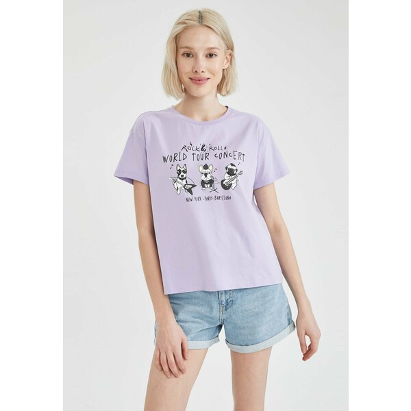 DeFacto T-shirt z nadrukiem purple DEZ21D0FD