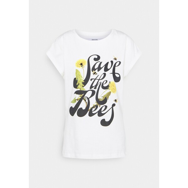 Dedicated VISBY SAVE THE BEES T-shirt z nadrukiem offwhite DEL21D02Z