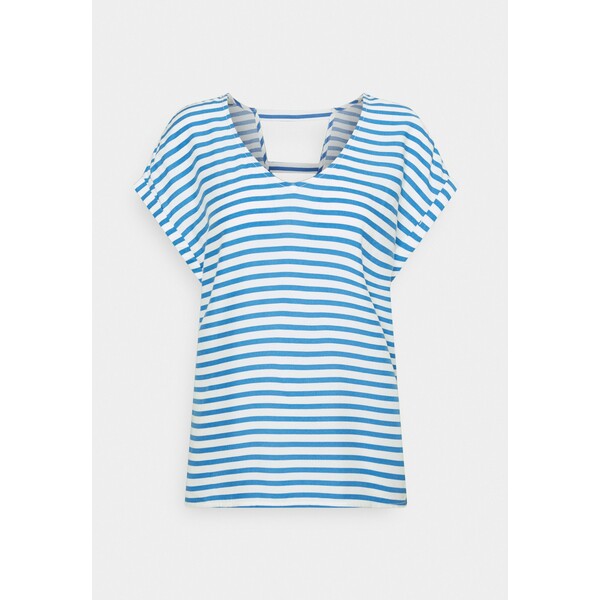 TOM TAILOR DENIM V NECK T-shirt z nadrukiem mid blue/white TO721E0K8