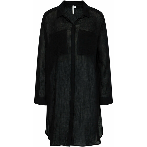 Seafolly Sukienka plażowa Crinkle Twill Beach Shirt 53108-CU Czarny Regular Fit