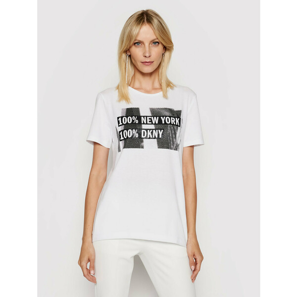 DKNY T-Shirt P02HBCNA Biały Regular Fit