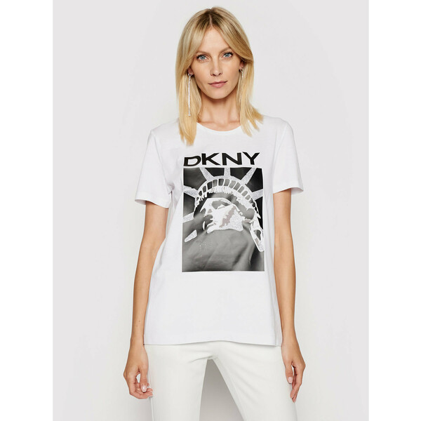 DKNY T-Shirt P0DBYCNA Biały Regular Fit