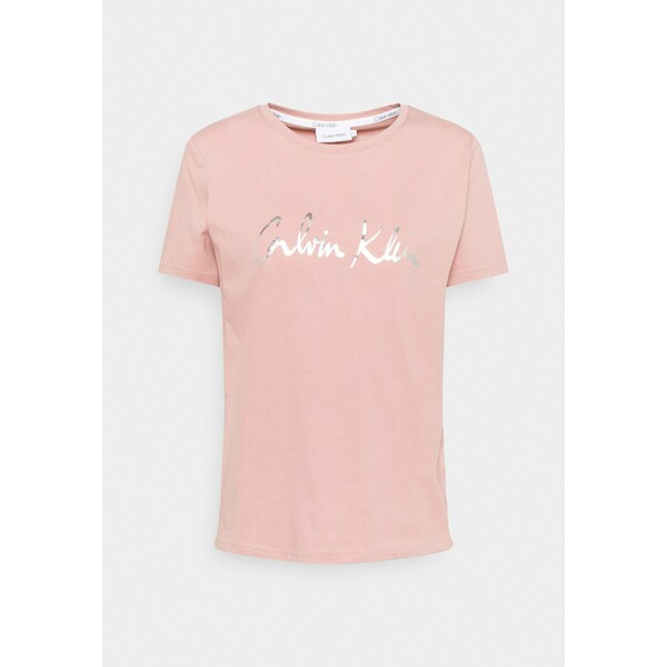 Calvin Klein REGULAR SIGNATURE TEE T-shirt z nadrukiem muted pink 6CA21D02X