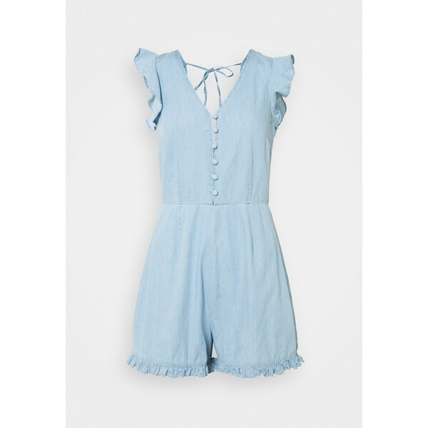 Missguided Tall FRILL BACKLESS PLAYSUIT Kombinezon blue MIG21T01B