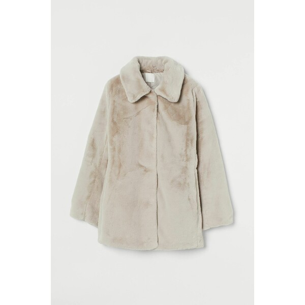H&M Płaszcz z imitacji futra 0925331003 Jasny szarobeżowy