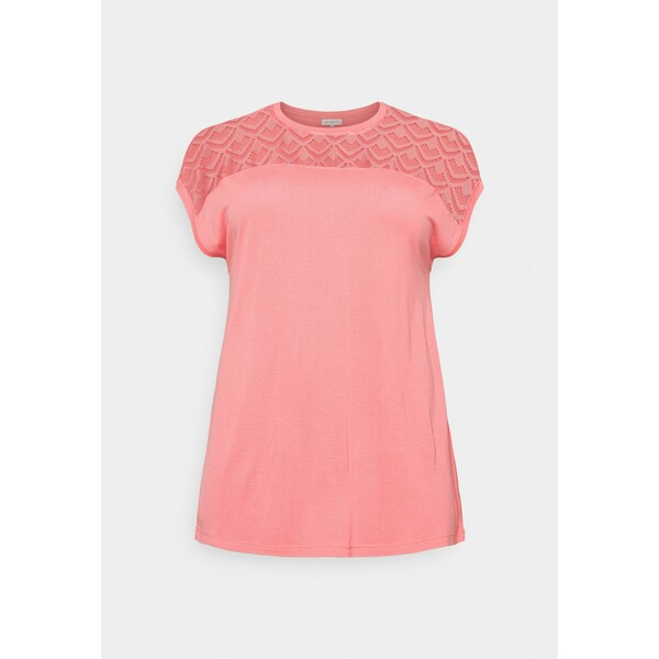 ONLY Carmakoma CARFLAKE LIFE T-shirt z nadrukiem strawberry pink ONA21E08C