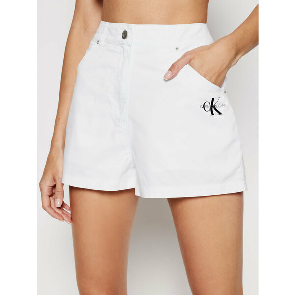 Calvin Klein Jeans Szorty materiałowe J20J215562 Biały Regular Fit