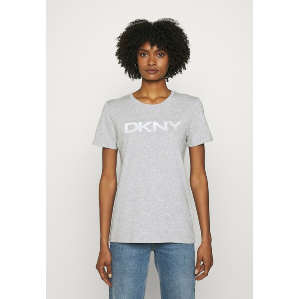 DKNY FOUNDATION LOGO TEE T-shirt z nadrukiem heather grey DK121D011