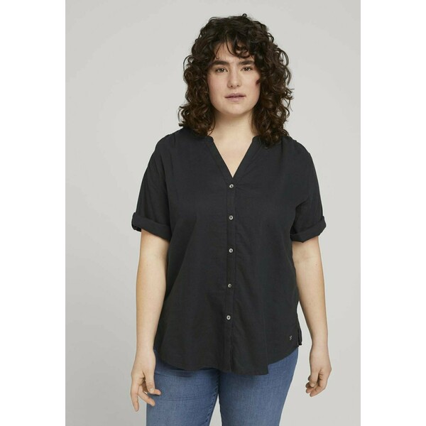 MY TRUE ME TOM TAILOR BLOUSE WITH OPEN COLLAR T-shirt basic deep black TOL21E02O