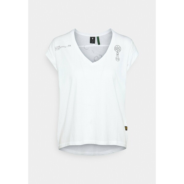 G-Star BACKPRINT LOOSE V NECK T-shirt z nadrukiem white GS121D0UC