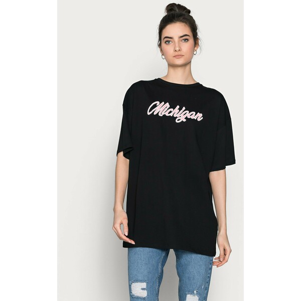 Missguided Tall MICHIGAN SHOULDER OVERSIZED T-shirt z nadrukiem black MIG21D03P