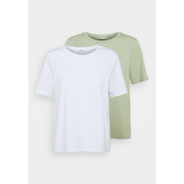 ONLY Petite ONLONLY LIFE 2 PACK T-shirt z nadrukiem white/desert sage OP421D043