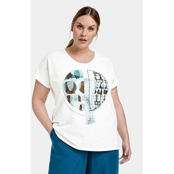 Samoon T-shirt z nadrukiem offwhite gemustert SQ621D08T